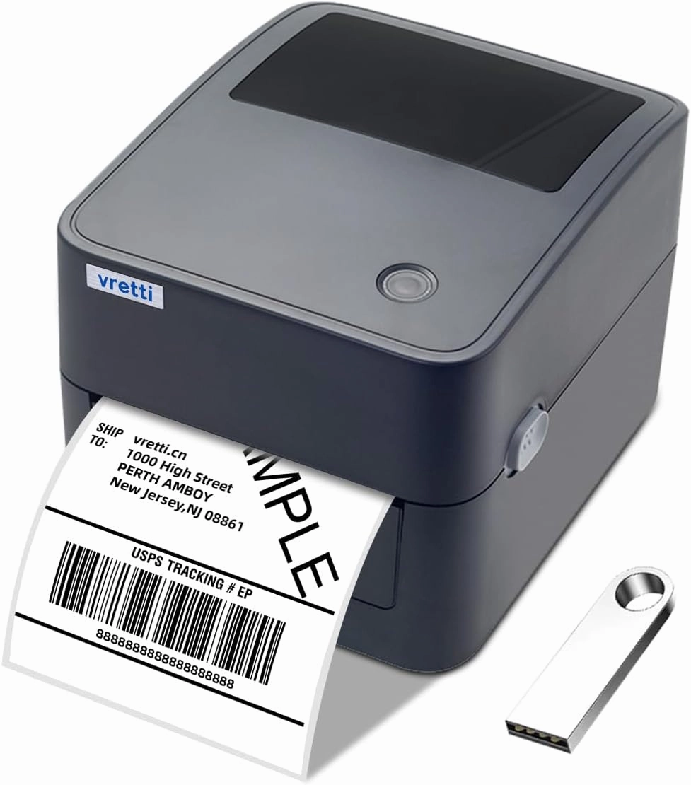 vretti Thermal Shipping Label Printer - 4x6 Label Printer for Shipping Packages - 410B USB Thermal Printer Compatible with Ebay Etsy UPS FedEx Ebay Mac Linux, Chrome os Windows