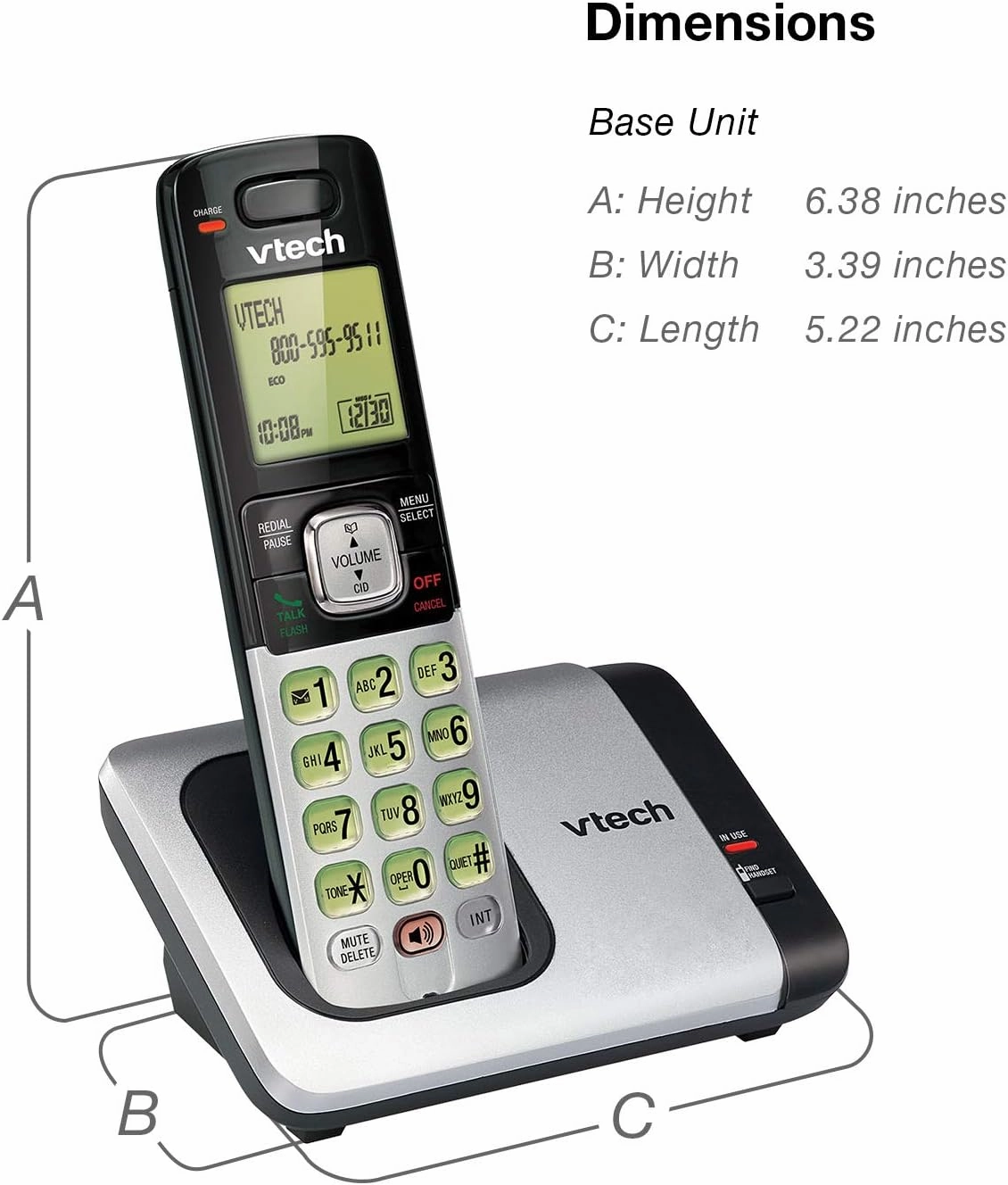 VTech CS6719-2 2-Handset Cordless Phone with Caller ID/Call Waiting, Handset Intercom & Backlit Display/Keypad, Silver