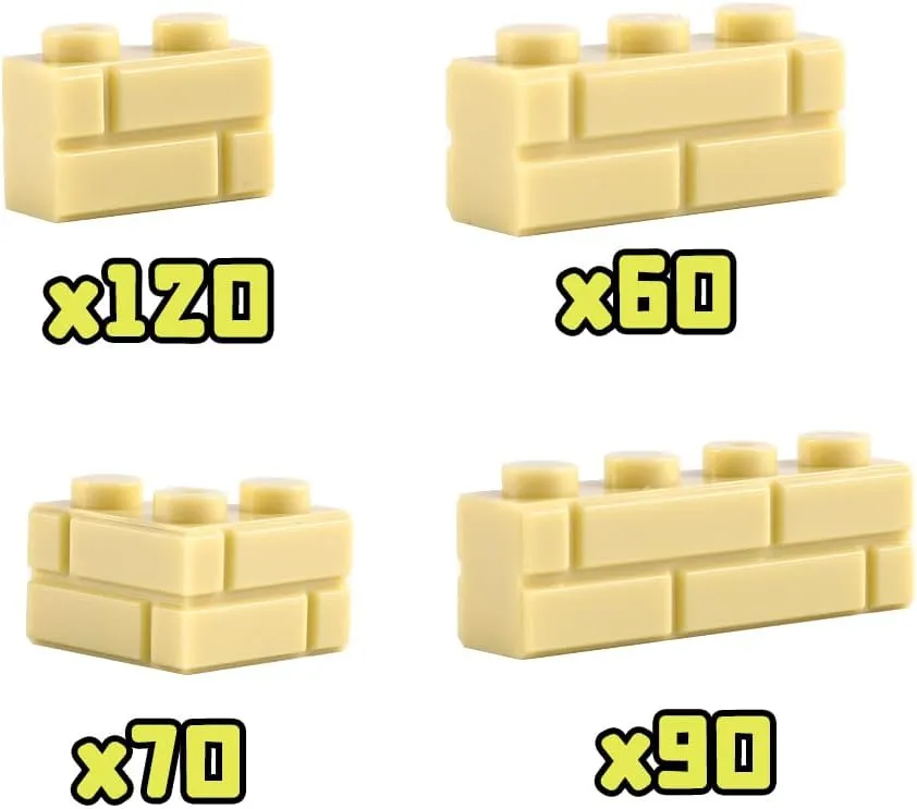 Wall Masonry Profile Bricks Parts: 340 PCS Classic Wall Accessories Building Block(Beige)