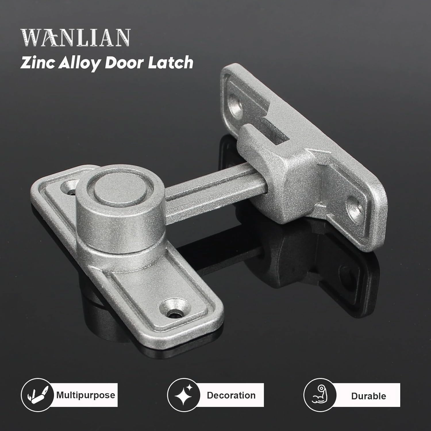 WANLIAN 90 Degree Barn Door Lock Zinc Alloy Heavy Duty Sliding Door Latch Pocket Door Lock for 180 Degree
