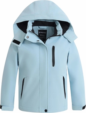 wantdo Girl's Snow Ski Jacket Waterproof Warm Coat Skiing Jacket Rain Coats Kids Thick Jackets with Removable Hood