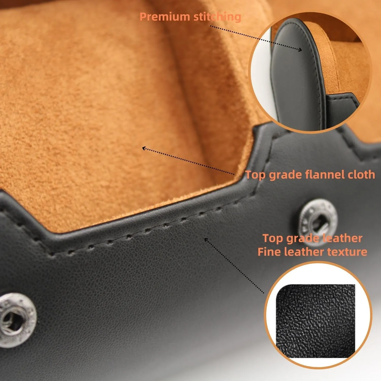 Watch Travel Case Portable Organizer - Luxury Watch Roll Travel Box Recycled Leather Watch Storage and Display for Men and Women (WCASE-2-BLACK)