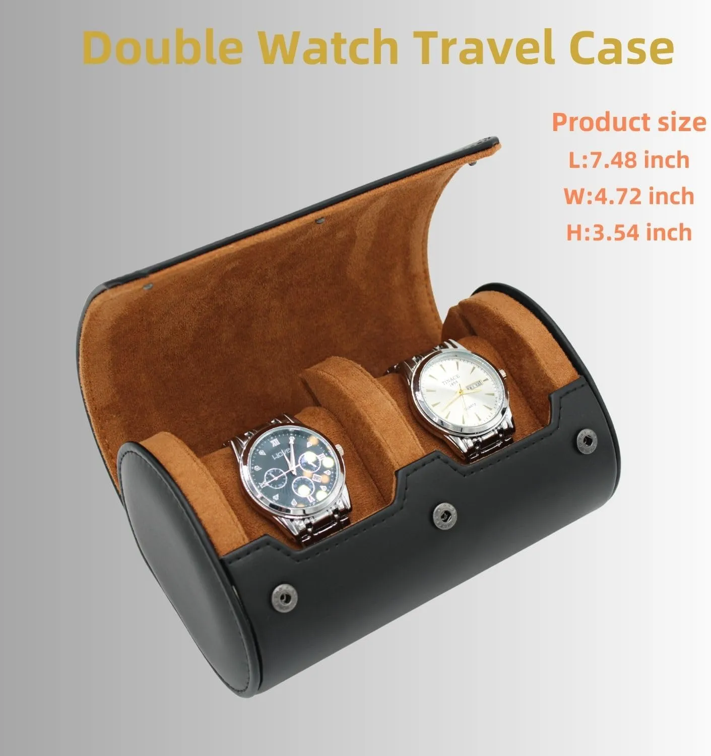 Watch Travel Case Portable Organizer - Luxury Watch Roll Travel Box Recycled Leather Watch Storage and Display for Men and Women (WCASE-2-BLACK)