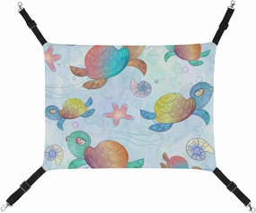 Watercolor Sea Turtles Hanging Cat Bed Soft Breathable Pet Hammock for Cage Pet Sleeper for Kitten Ferret Puppy Rabbit