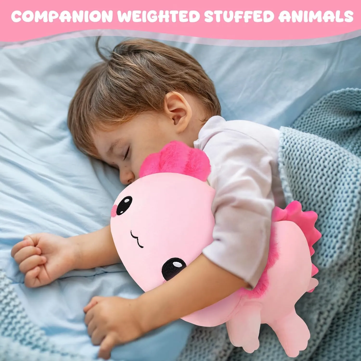 Weighted Stuffed Animals, 1.6 lbs Axoltol Stuffed Animal with Weighted Beads, Cute Plush Toy Pillow Gifts for Adults Kids Boys Girls