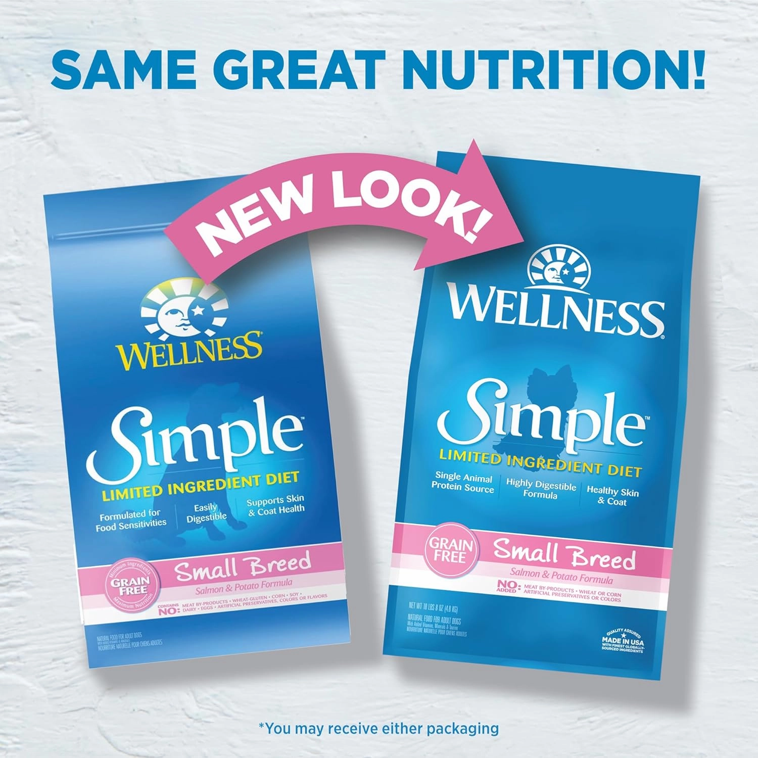 Wellness Simple Limited Ingredient Dry Dog Food for Sensitive Stomachs, Supports Skin & Coat, Small Breed, Grain-Free, Natural, Salmon & Potato Recipe, (10.5-Pound Bag)