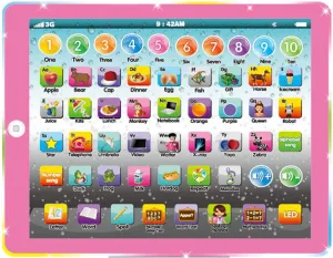 Wenbeier Kids Tablet Learning Pad Toddler Tablet with ABC Word Song Music Number Electronic Interactive Toy for Educational Preschool Boys & Girls 3 4 5 Years Old