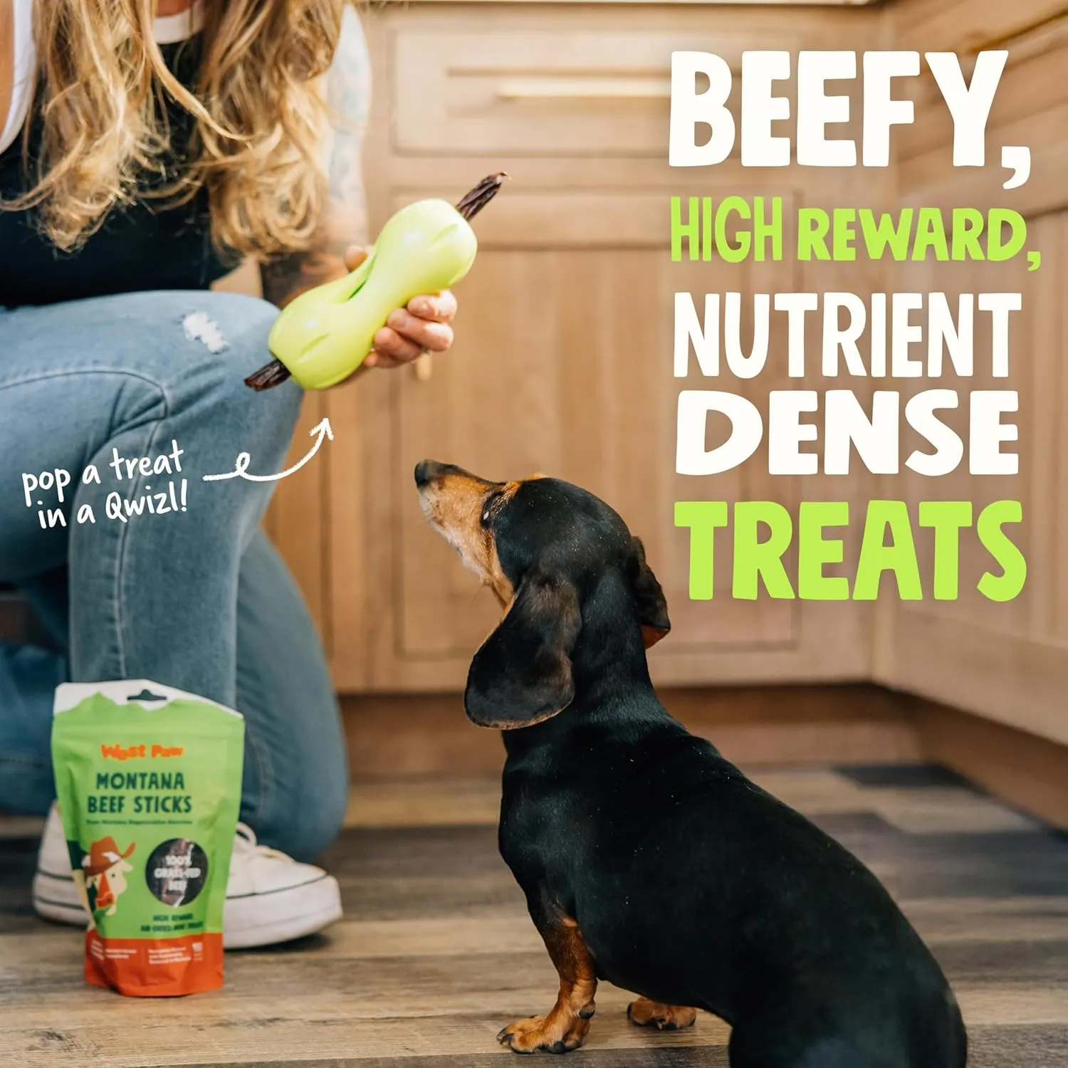 WEST PAW Montana Beef Sticks – Air-Dried Dog Treats for Small, Medium & Large Dogs – Healthy, All-Natural, Sustainably Sourced 100% Grass-Fed Beef - Made in USA