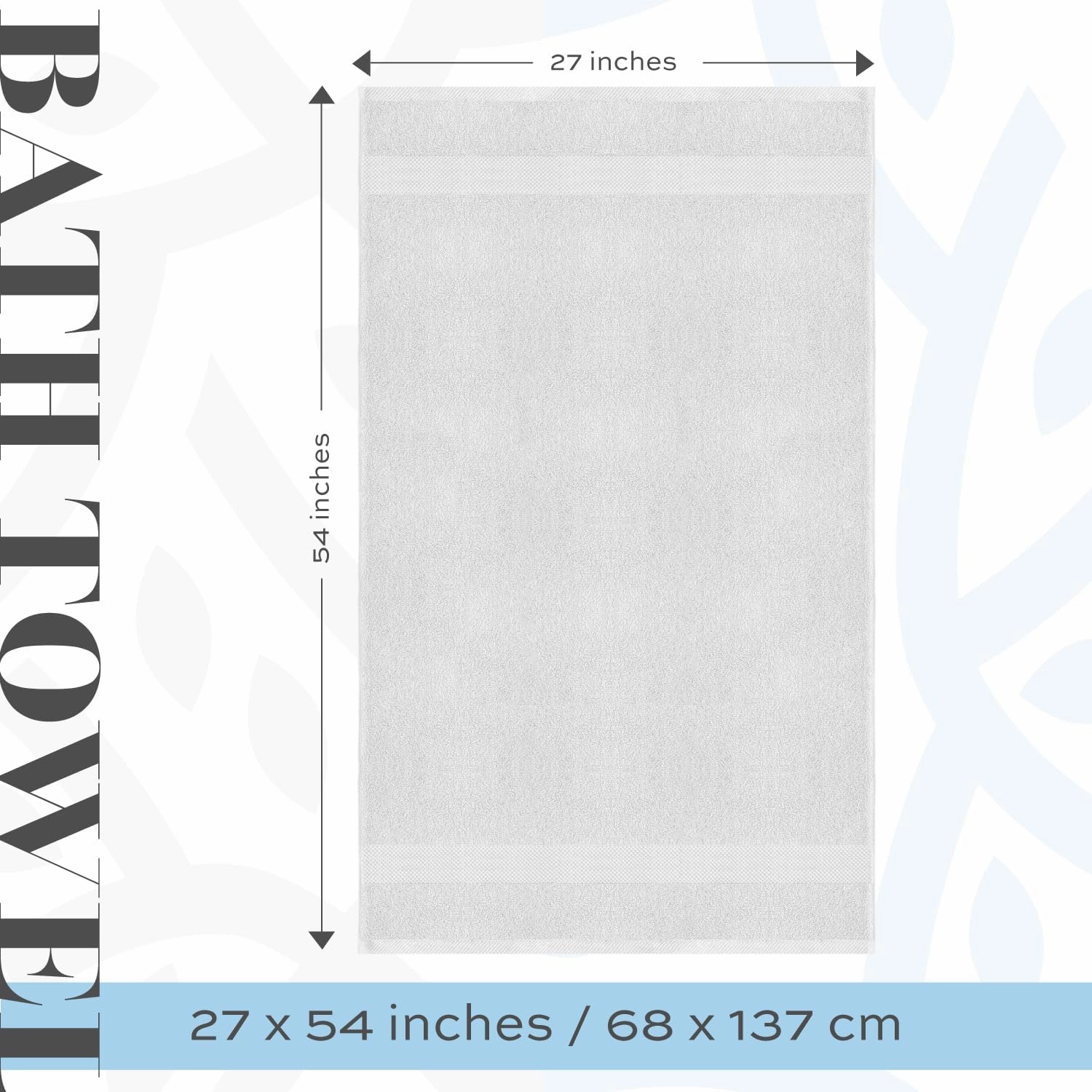 White Classic Luxury Bath Towels Set of 4 Large - 700 GSM Cotton Ultra Soft Bath Towels 27x54 | Highly Absorbent and Quick Dry | Hotel Towels for Bathroom Luxury, Plush Shower Towels, Silver