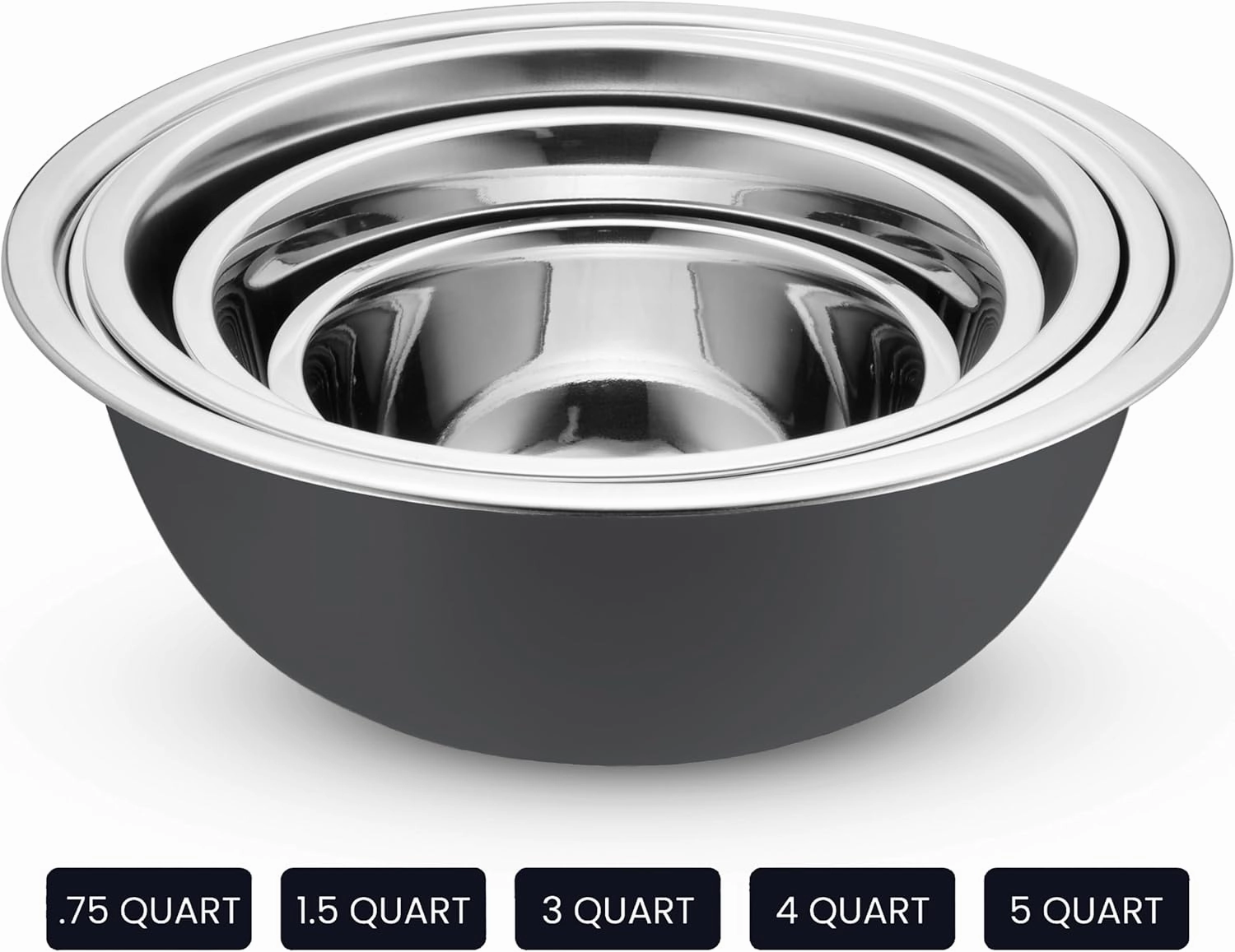 WHYSKO Stainless Steel Mixing Bowl Set, 10 Piece Stainless Steel Mixing Bowls with Lids Set for Food Prep Storage and Serving, Dishwasher Safe Microwave Safe for Kitchen Baking Cooking, Grey