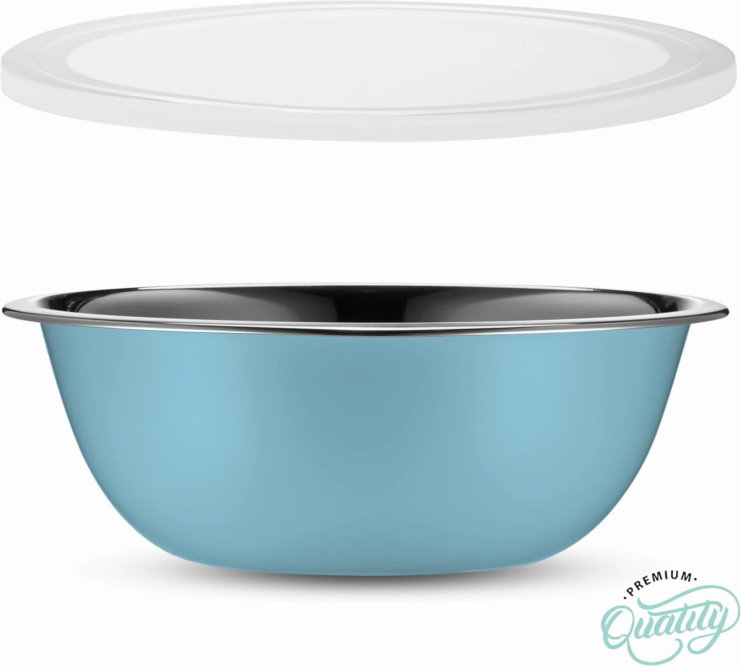 WHYSKO Stainless Steel Mixing Bowl Set, 10 Piece Stainless Steel Mixing Bowls with Lids Set for Food Prep Storage and Serving, Dishwasher Safe Microwave Safe for Kitchen Baking Cooking, Light Blue