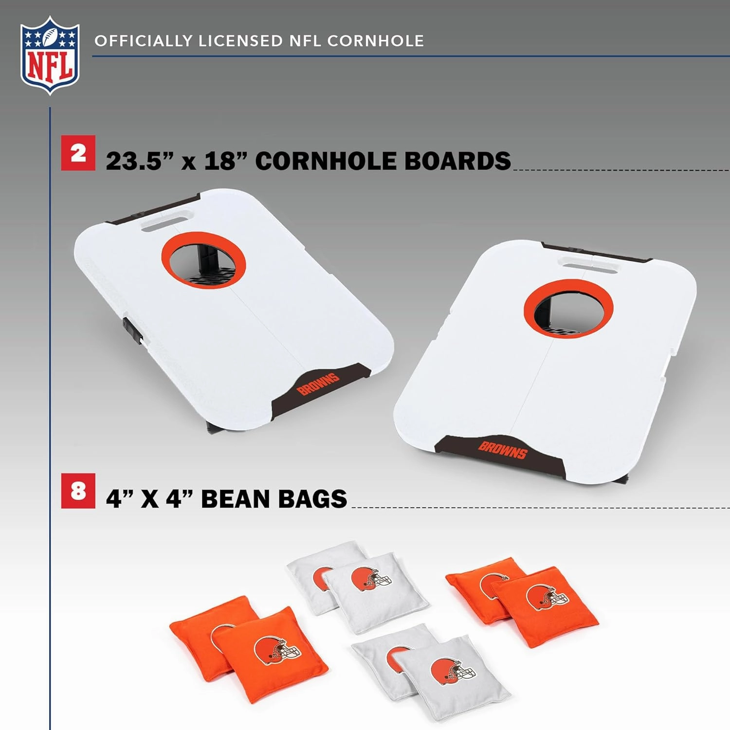 Wild Sports NFL Pro Football All-Weather Cornhole Set - Travel Bean Bag Toss Set Includes 8 Bean Bags