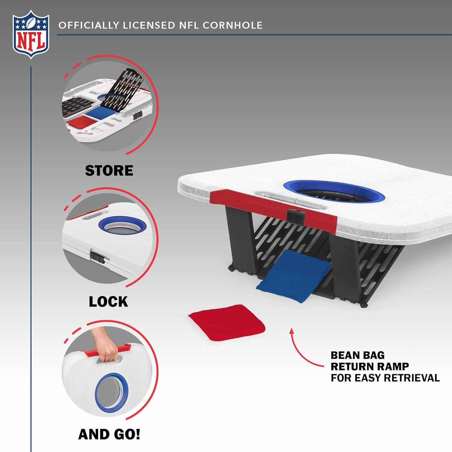 Wild Sports NFL Pro Football All-Weather Cornhole Set - Travel Bean Bag Toss Set Includes 8 Bean Bags