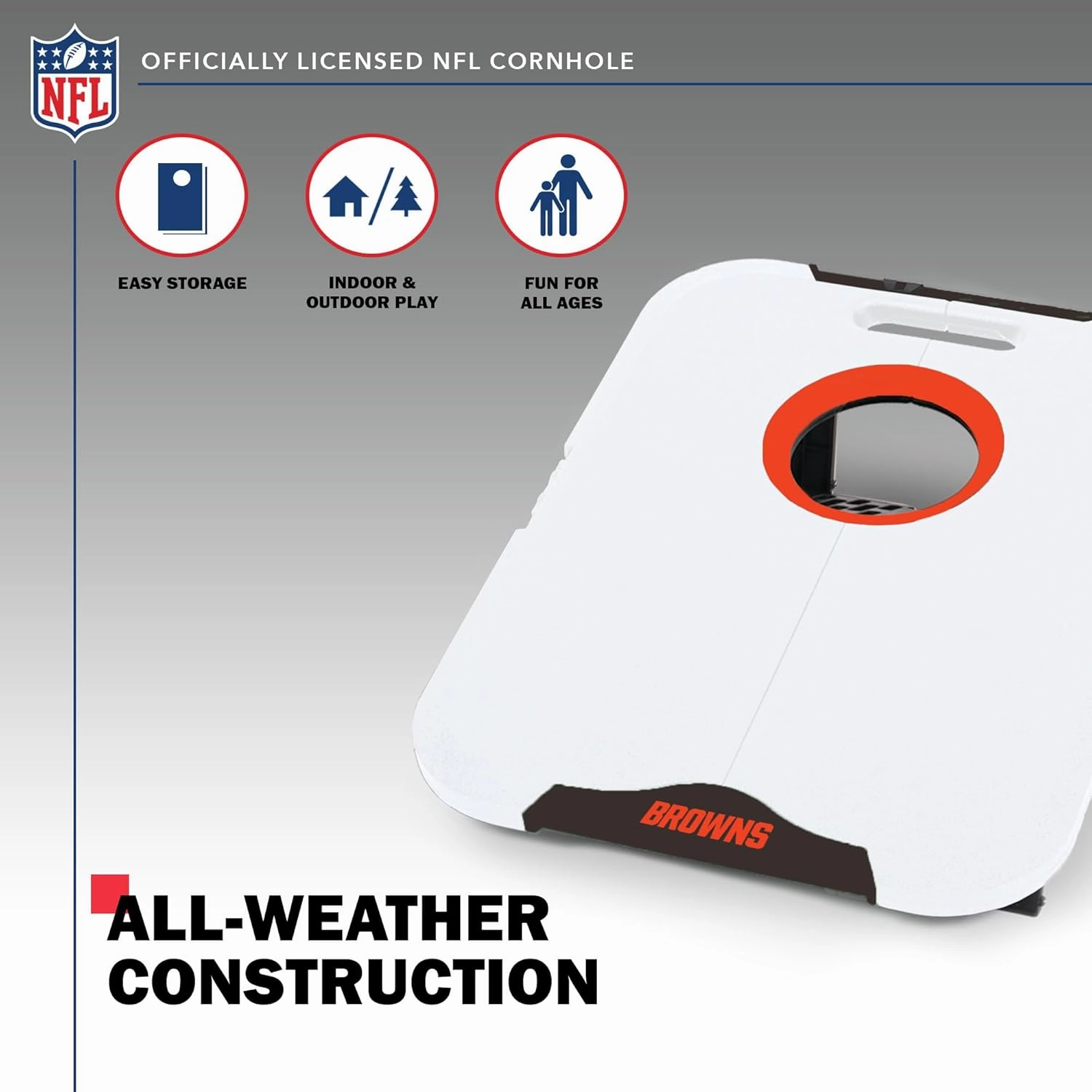 Wild Sports NFL Pro Football All-Weather Cornhole Set - Travel Bean Bag Toss Set Includes 8 Bean Bags