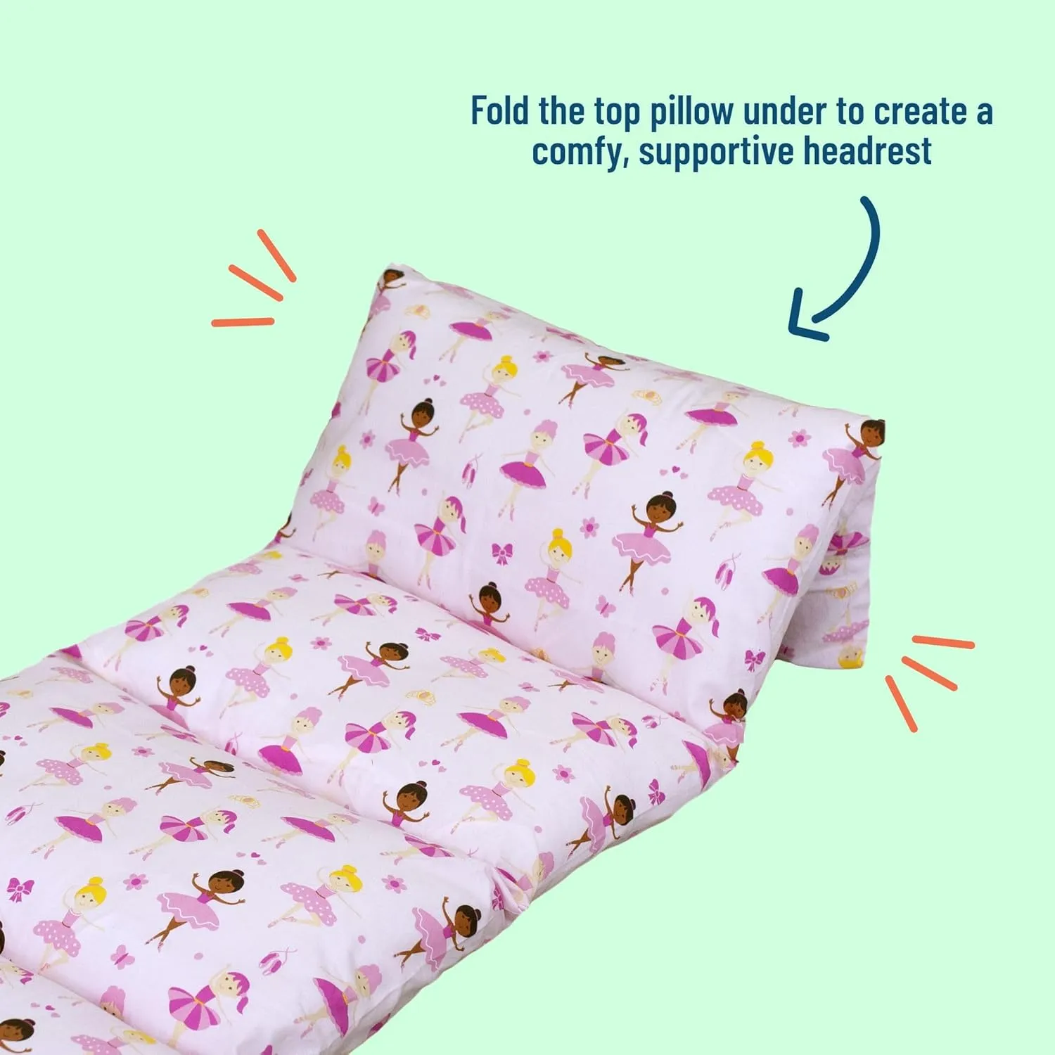 Wildkin Kids Floor Lounger – Pillow Lounger, Travel-Friendly, Ideal for Sleepovers, Fits Standard Pillows - Ballerina