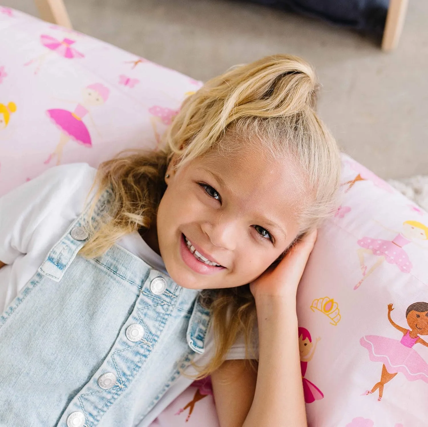 Wildkin Kids Floor Lounger – Pillow Lounger, Travel-Friendly, Ideal for Sleepovers, Fits Standard Pillows - Ballerina