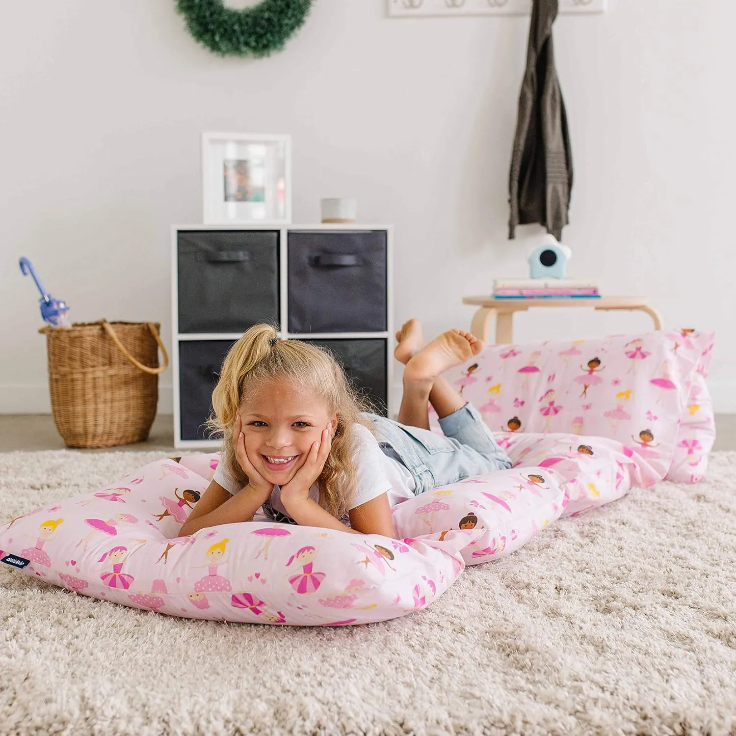 Wildkin Kids Floor Lounger – Pillow Lounger, Travel-Friendly, Ideal for Sleepovers, Fits Standard Pillows - Ballerina