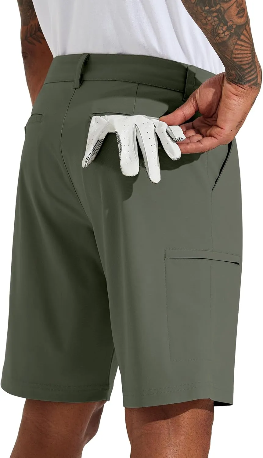 Willit Men's Golf Shorts 10" Stretch Quick Dry Hiking Cargo Shorts for Dress Casual Work with Pockets