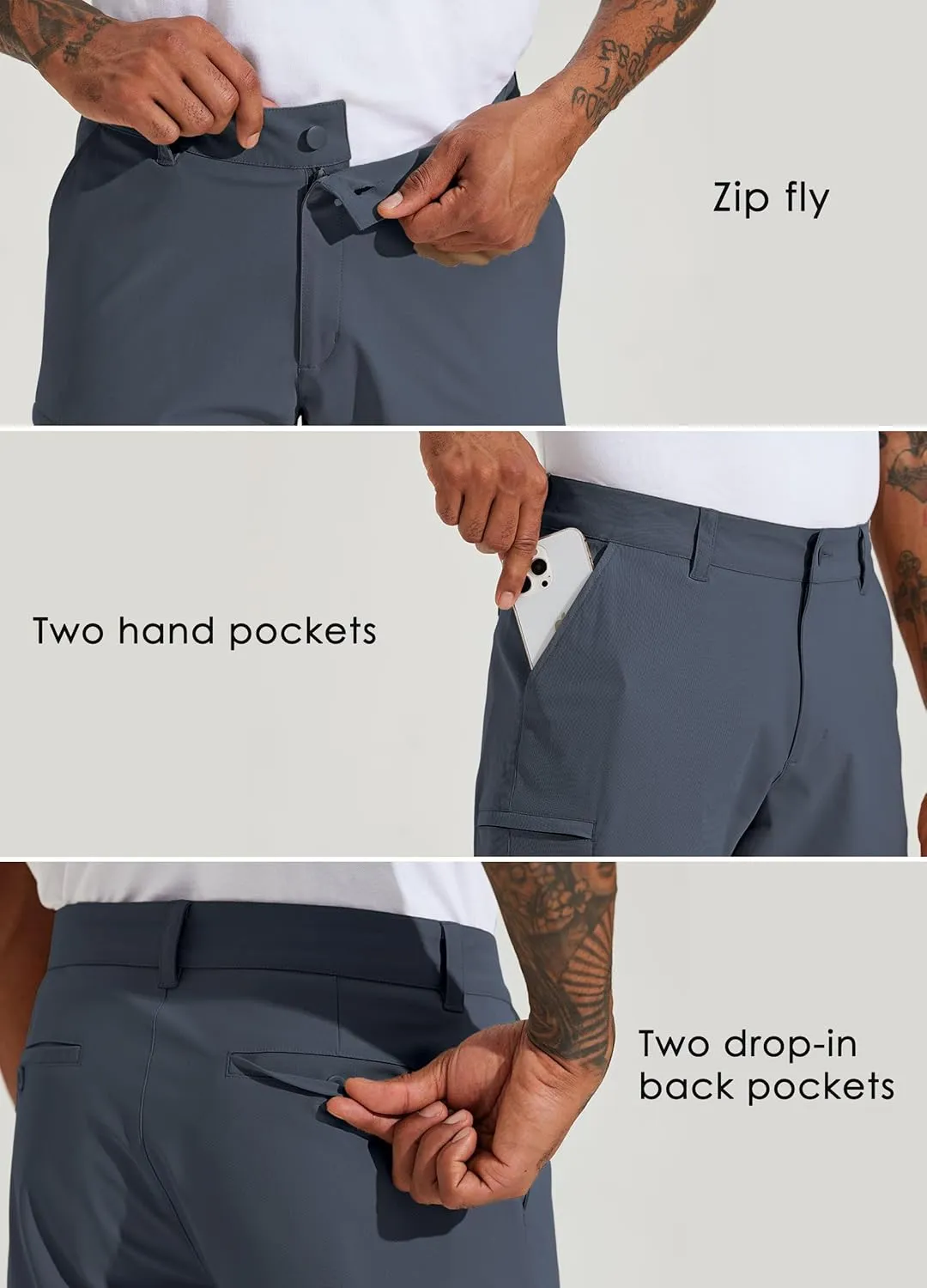 Willit Men's Golf Shorts 10" Stretch Quick Dry Hiking Cargo Shorts for Dress Casual Work with Pockets