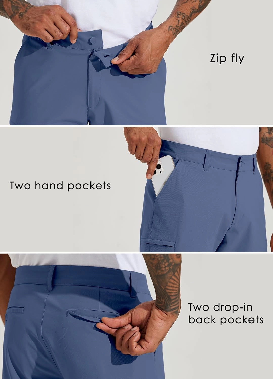 Willit Men's Golf Shorts 10" Stretch Quick Dry Hiking Cargo Shorts for Dress Casual Work with Pockets