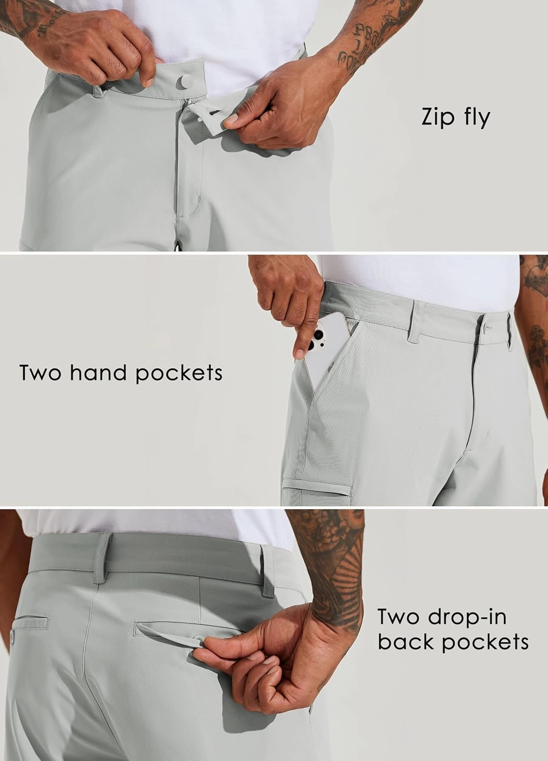 Willit Men's Golf Shorts 10" Stretch Quick Dry Hiking Cargo Shorts for Dress Casual Work with Pockets