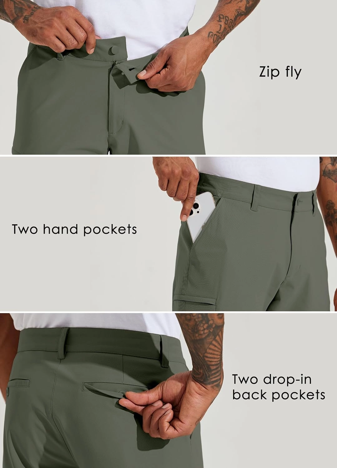 Willit Men's Golf Shorts 10" Stretch Quick Dry Hiking Cargo Shorts for Dress Casual Work with Pockets