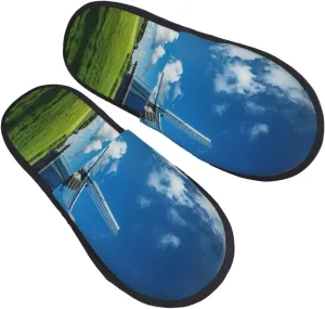 Windmill Blue Furry Slippers For Home, Hotel & Office - Plush & Eva, Cozy Indoor Cotton L Sizes