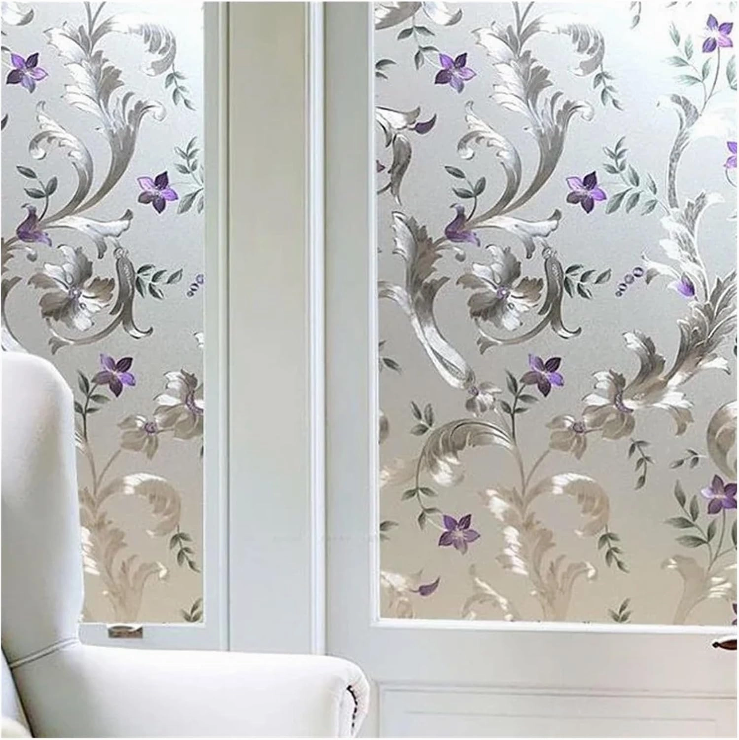 Window Privacy Film 2/4m Flower Window Film Opaque Glass Film Privacy Protection Glass 3D Stickers Stained Window Glass Films Home Decoration(N,45x300 cm)