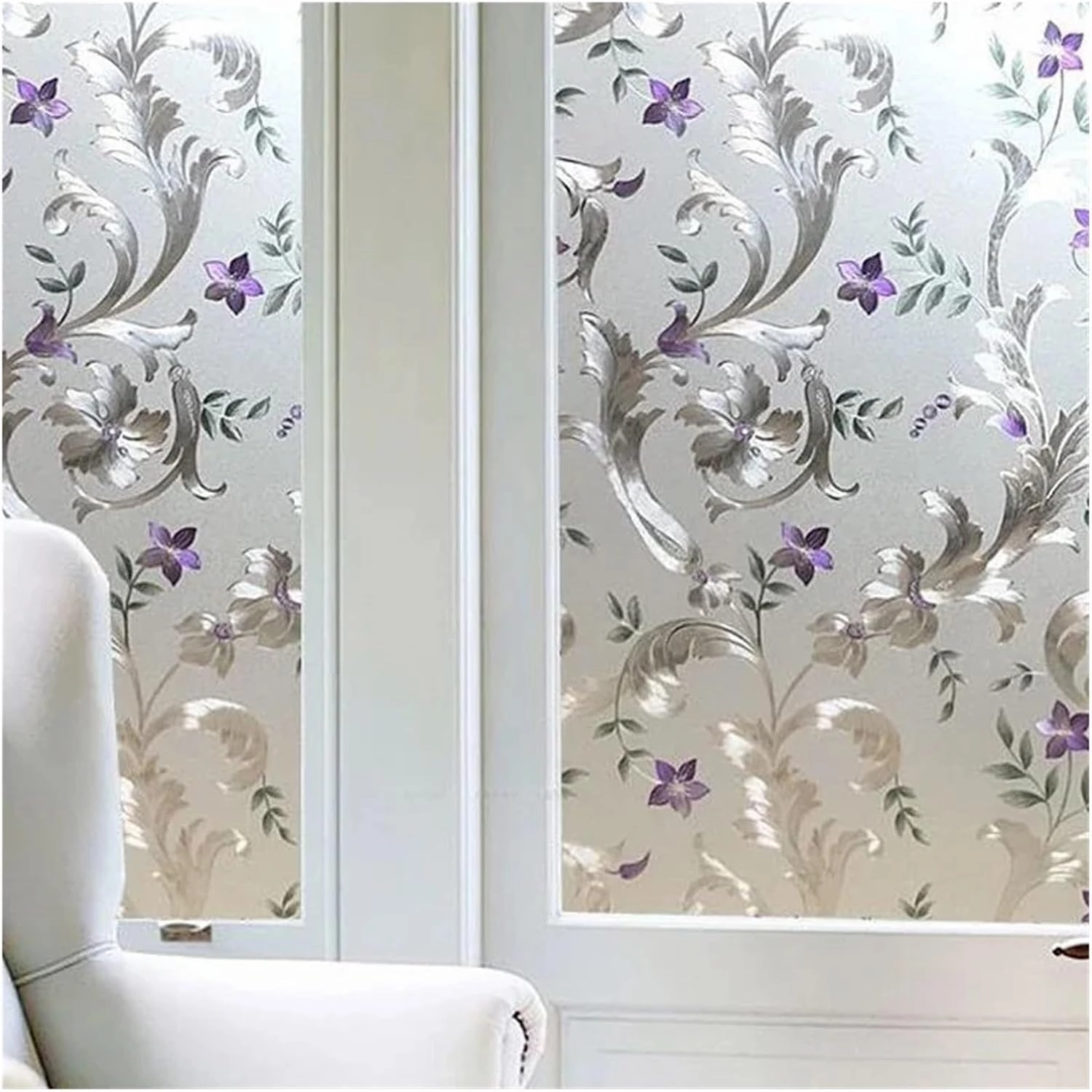 Window Privacy Film 2/4m Flower Window Film Opaque Glass Film Privacy Protection Glass 3D Stickers Stained Window Glass Films Home Decoration(N,55x200 cm)