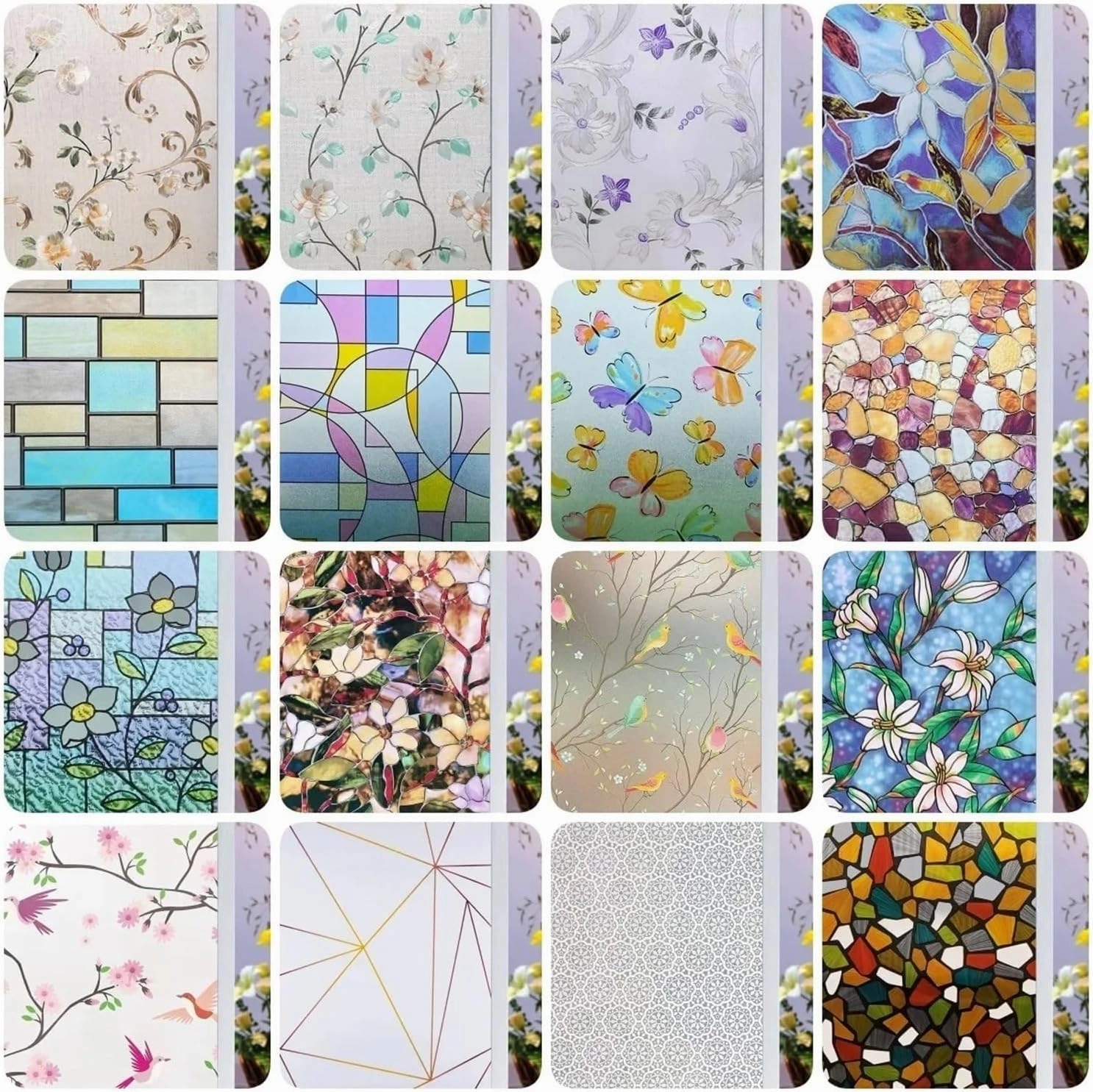 Window Privacy Film 2/4m Flower Window Film Opaque Glass Film Privacy Protection Glass 3D Stickers Stained Window Glass Films Home Decoration(N,55x200 cm)