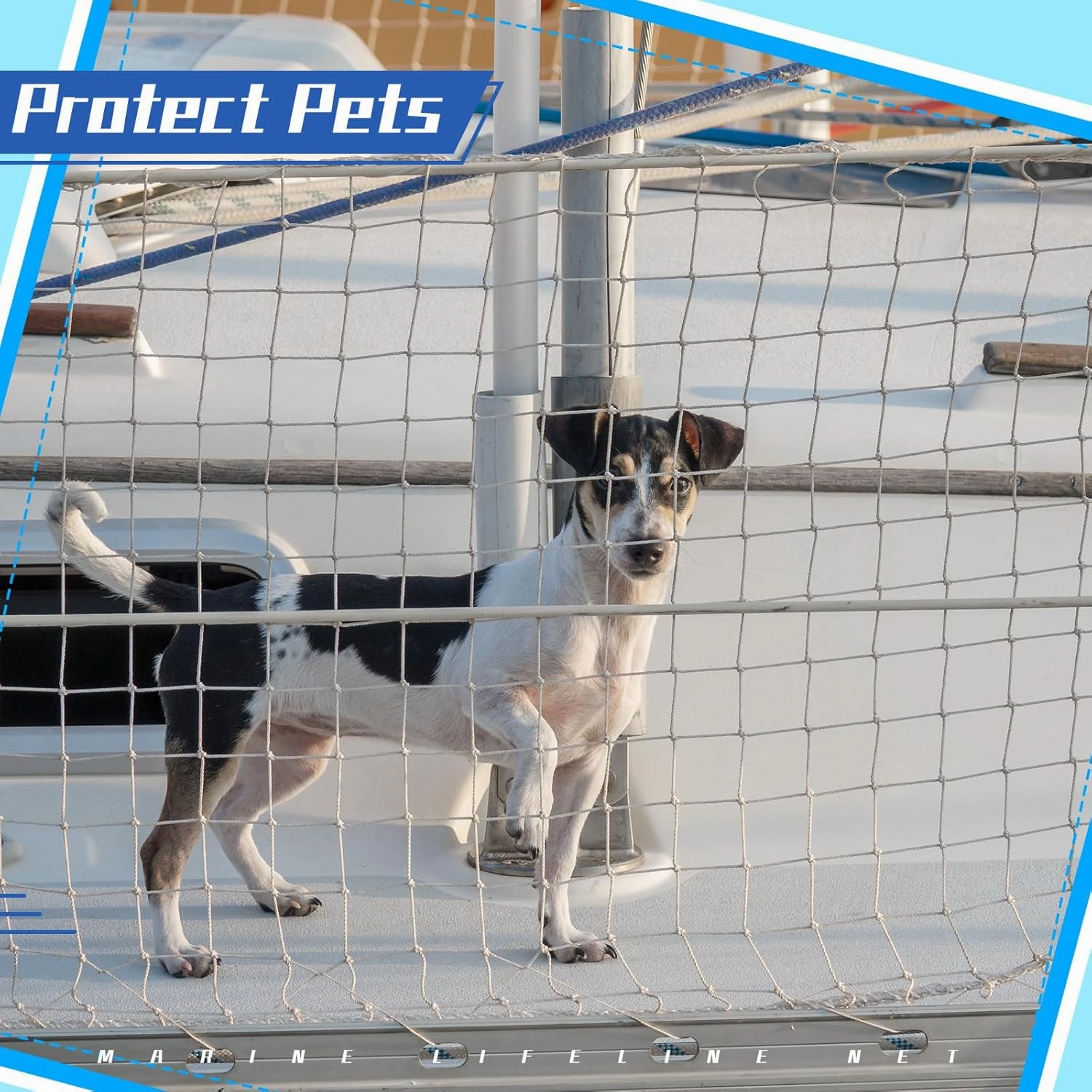 Windyun Boat Safety Lifeline Netting Marine Safety Guardrail Netting Safe Banister Railing Netting Nylon Net Deck Netting for Pets Crews and Equipment Safely on Deck Marine Hardware