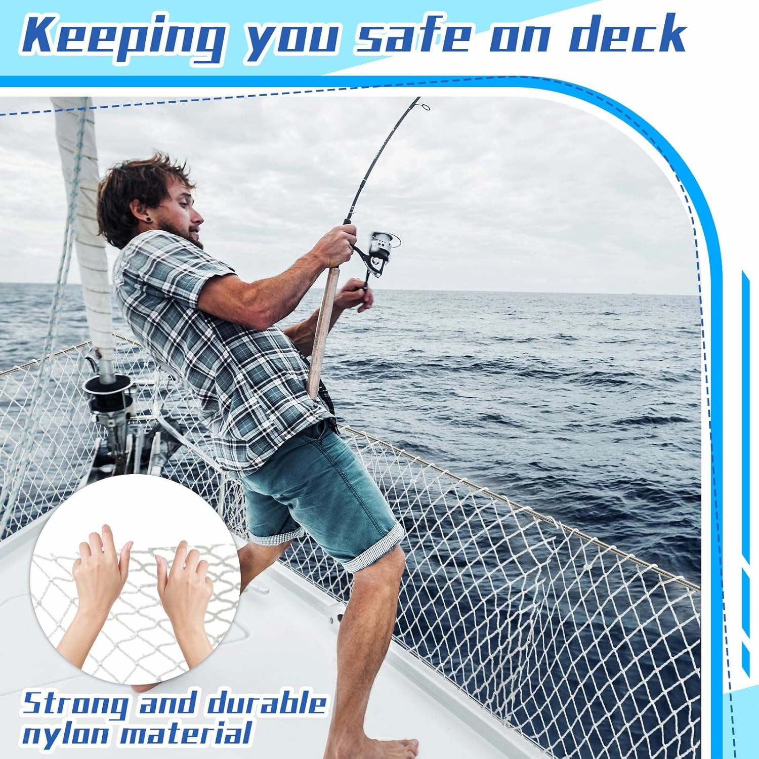 Windyun Boat Safety Lifeline Netting Marine Safety Guardrail Netting Safe Banister Railing Netting Nylon Net Deck Netting for Pets Crews and Equipment Safely on Deck Marine Hardware