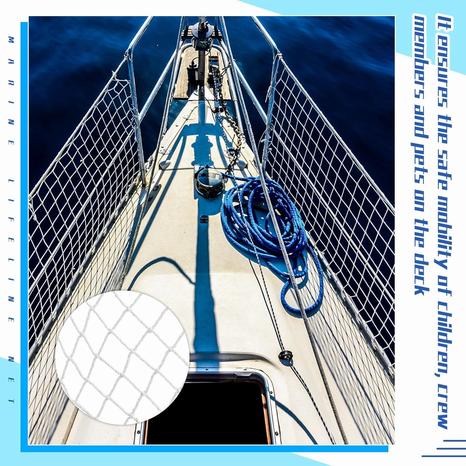 Windyun Boat Safety Lifeline Netting Marine Safety Guardrail Netting Safe Banister Railing Netting Nylon Net Deck Netting for Pets Crews and Equipment Safely on Deck Marine Hardware