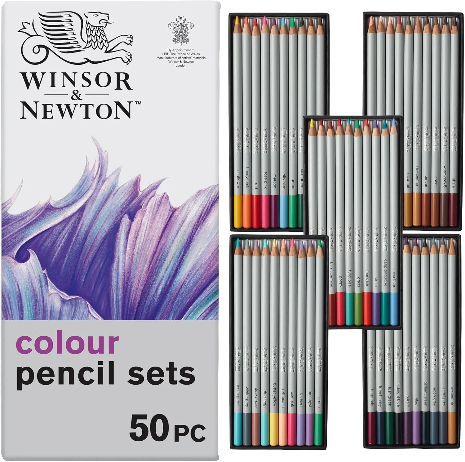 Winsor & Newton Studio Collection Colour Pencil Set, 50 Piece