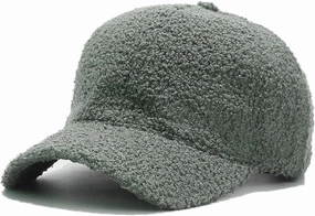 Winter Baseball Cap for Women Lamb Wool Solid Color Warm Baseball Cap for Outdoor Travel