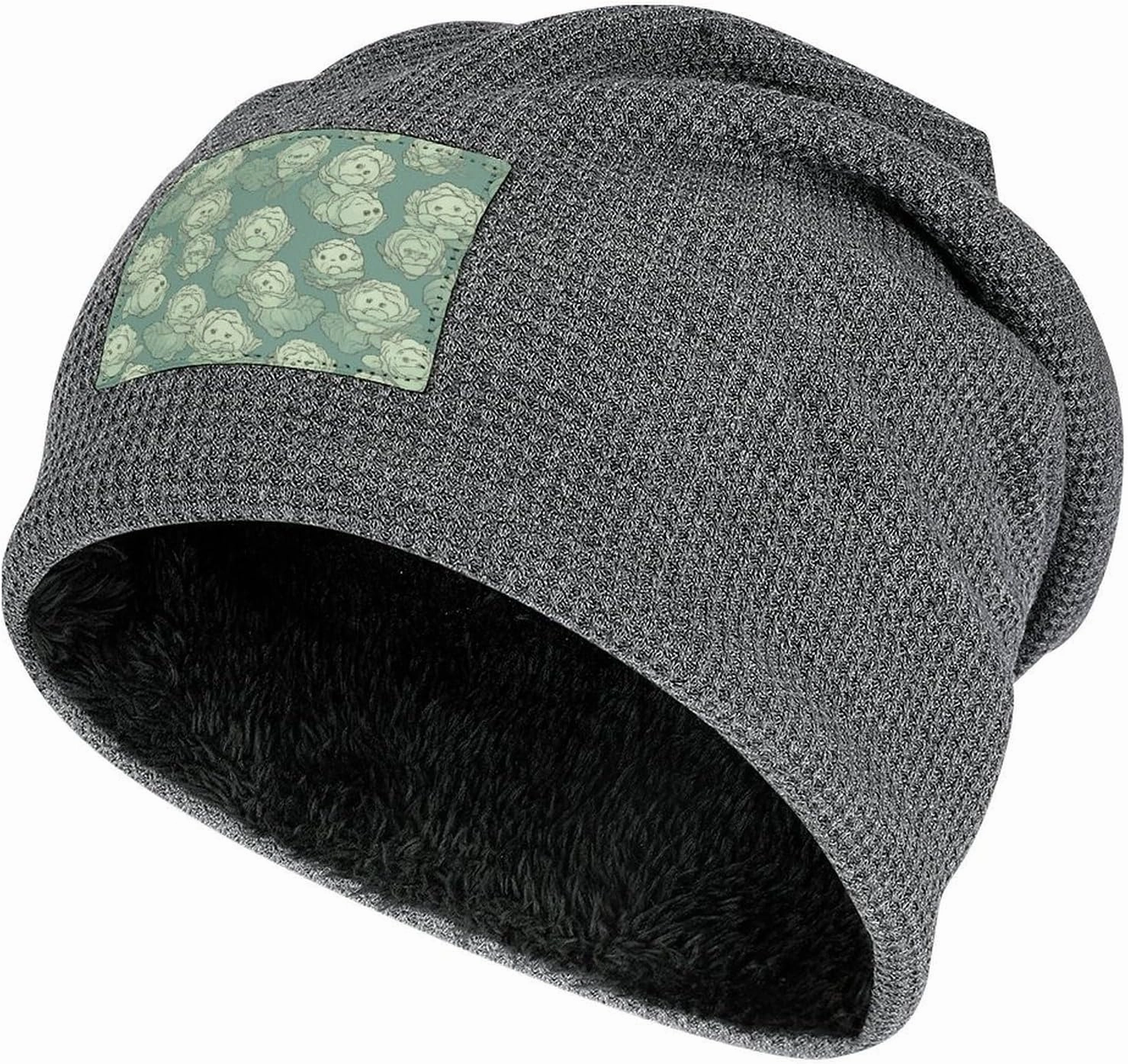 Winter Beanie Hat Cabbage Pattern Printed Knitted Hat Soft Plush Hat Thick Warm Caps Ski Hat for Men Women