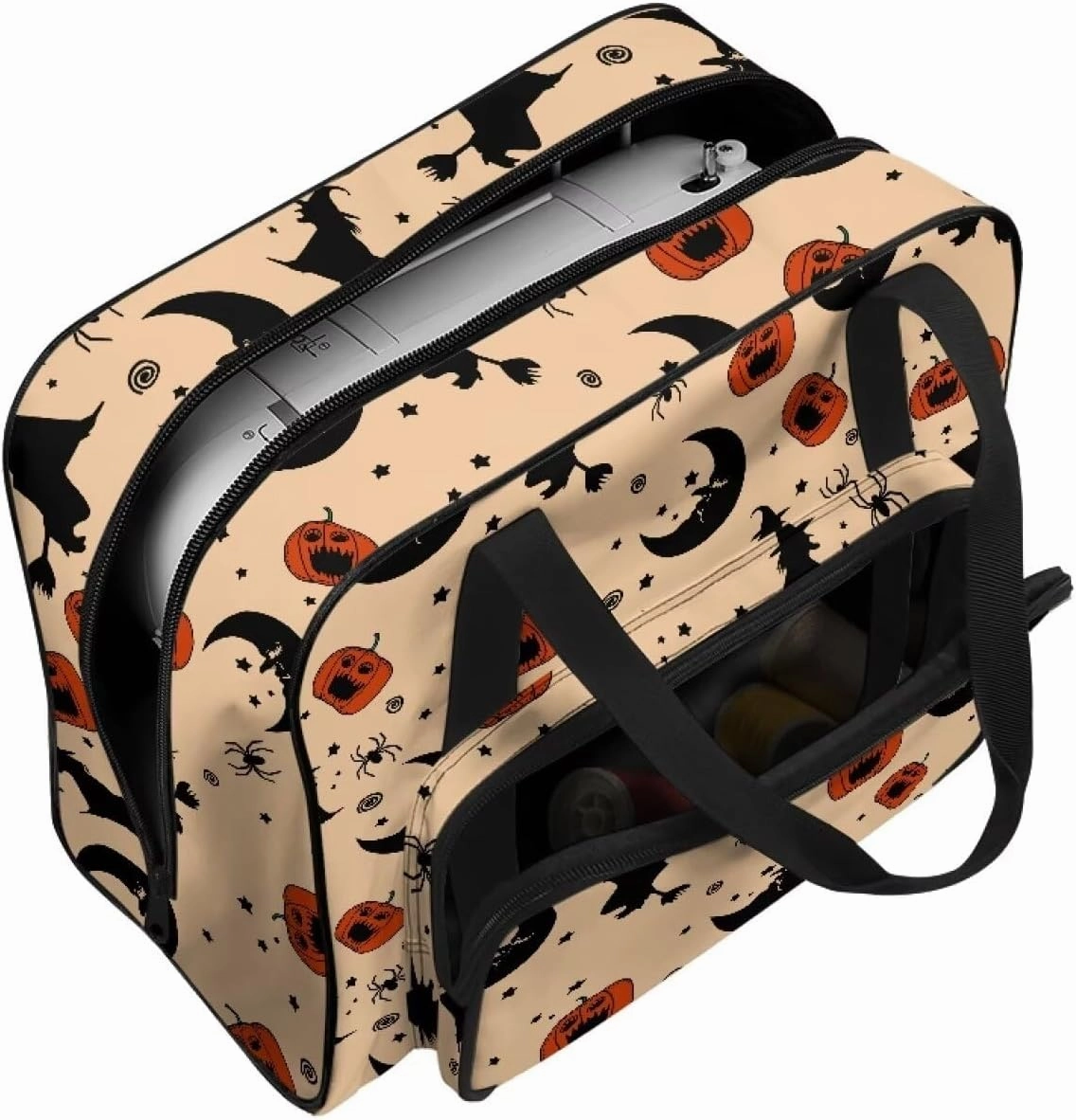 Witch Moon Sewing Machine Handbag Two Way Zipper Carrying Travel Storage Carrier Sewing Bag with Handle Sewing Box Storage Bag Compatible with Most Standard Singer, Brother