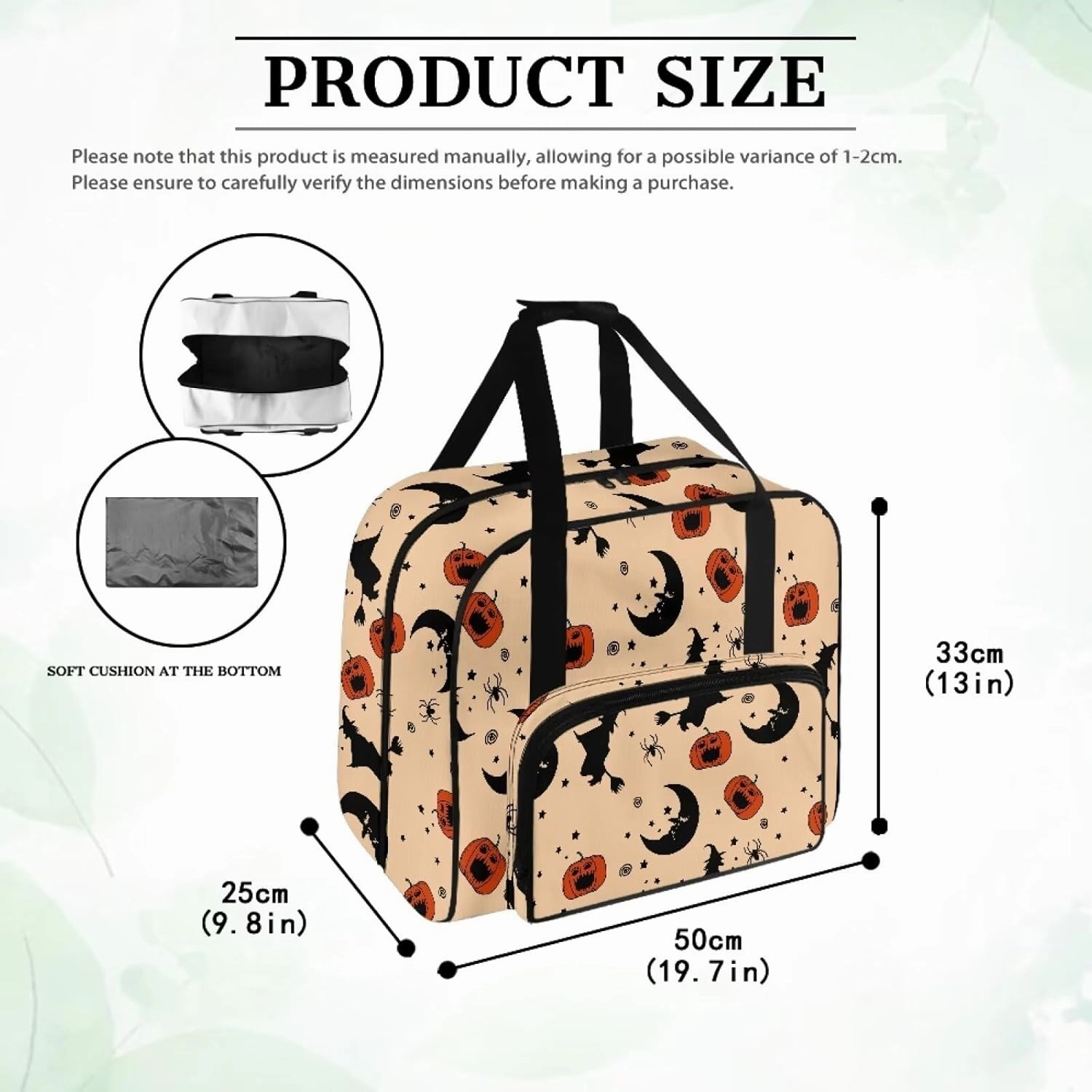 Witch Moon Sewing Machine Handbag Two Way Zipper Carrying Travel Storage Carrier Sewing Bag with Handle Sewing Box Storage Bag Compatible with Most Standard Singer, Brother