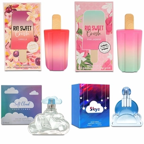 Women Perfume Set 4 Piece Different Scents(RIO Sweet Crush Jasmine/RIO Vanilla/Soft Cloud/Skye) Eau de Parfum Spray Long Lasting Fragrance Sets with Luxury Gift Box for Birthday or Anniversary