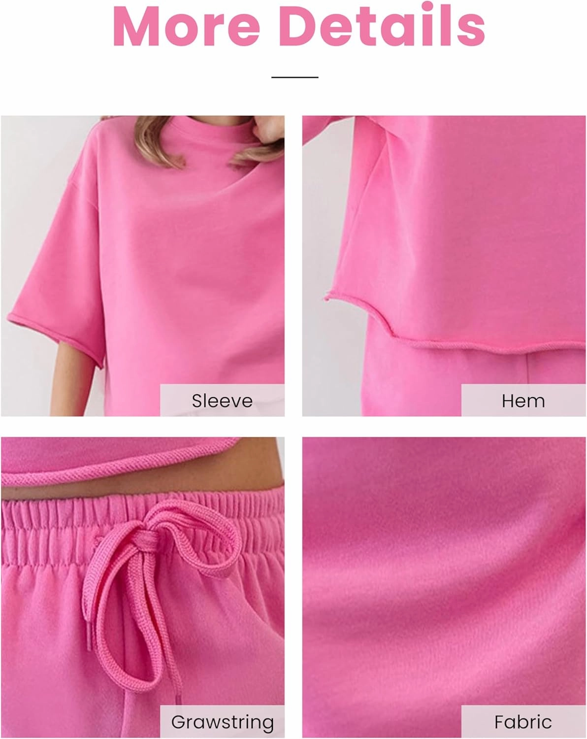 Women's 2 Piece Outfits Lounge Sets Crew Neck Short Sleeve Pullover Tops High Waisted Shorts Tracksuits