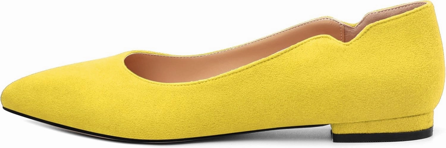 Women's Classic Ballet Flats, Casual Pointed Toe Suede Ballet Comfort Soft Slip On Flats Shoes for Women