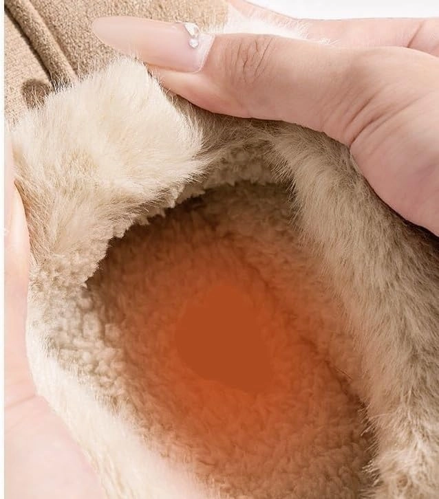 Women's cotton shoes, men's home shoes, round-toe indoor warm cotton slippers, women's winter solid color non-slip PVC thick-soled plush slippers