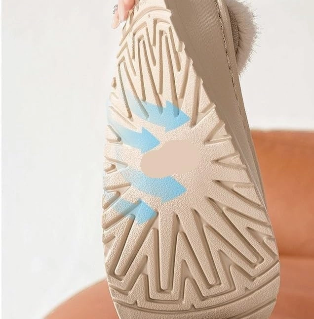 Women's cotton shoes, men's home shoes, round-toe indoor warm cotton slippers, women's winter solid color non-slip PVC thick-soled plush slippers
