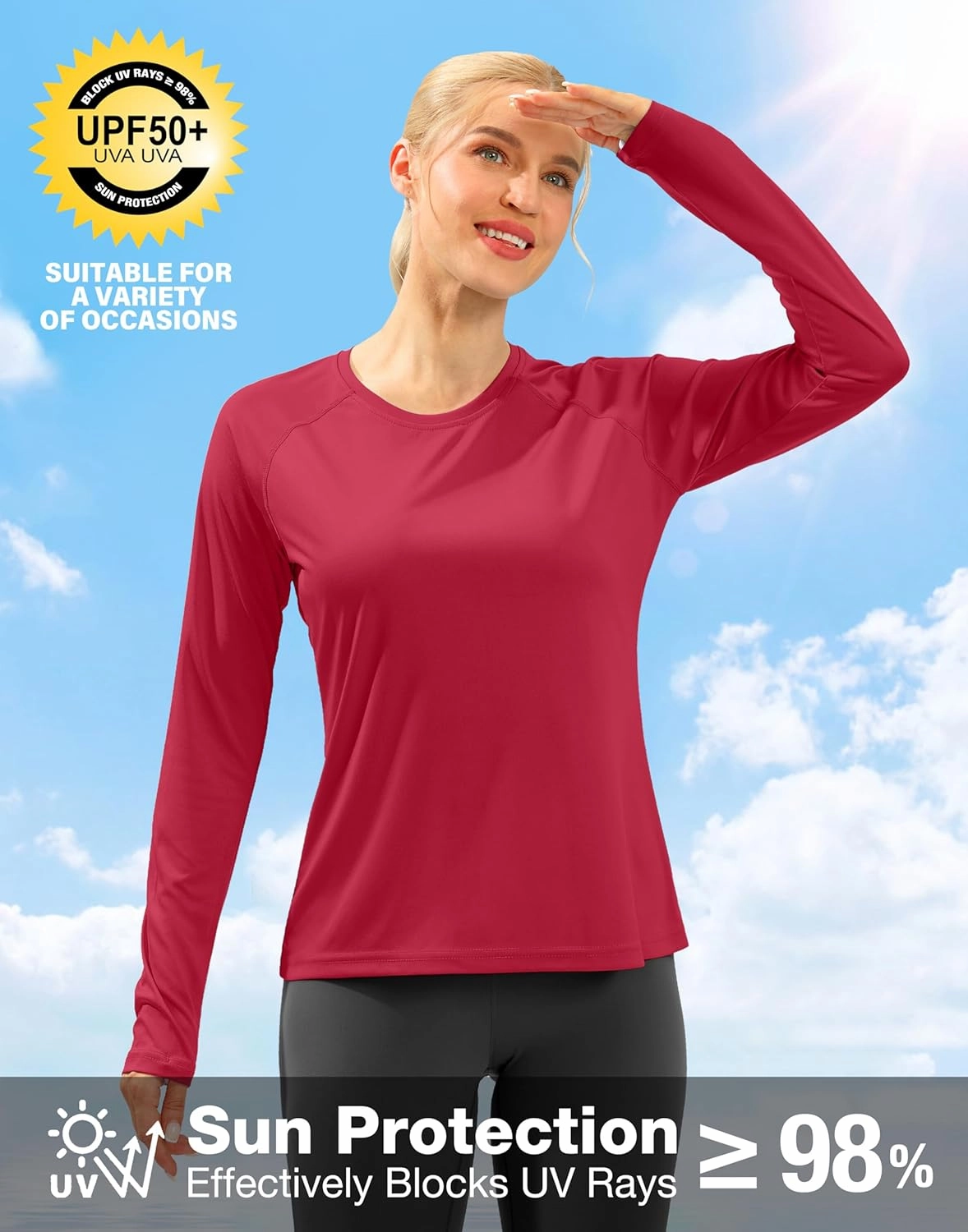 Women's UPF 50  Sun Shirts Long Sleeve UV Protection Rash Guard Lightweight Quick Dry Workout Hiking Tops for Women