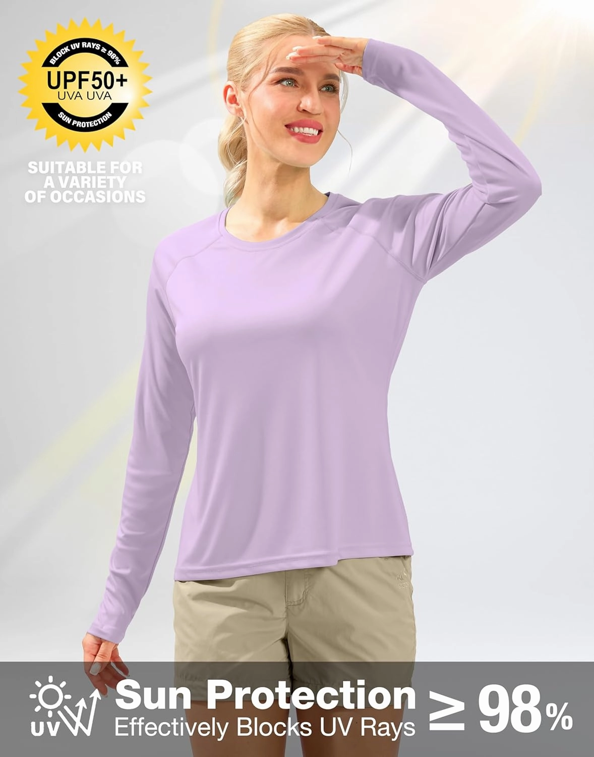 Women's UPF 50  Sun Shirts Long Sleeve UV Protection Rash Guard Lightweight Quick Dry Workout Hiking Tops for Women