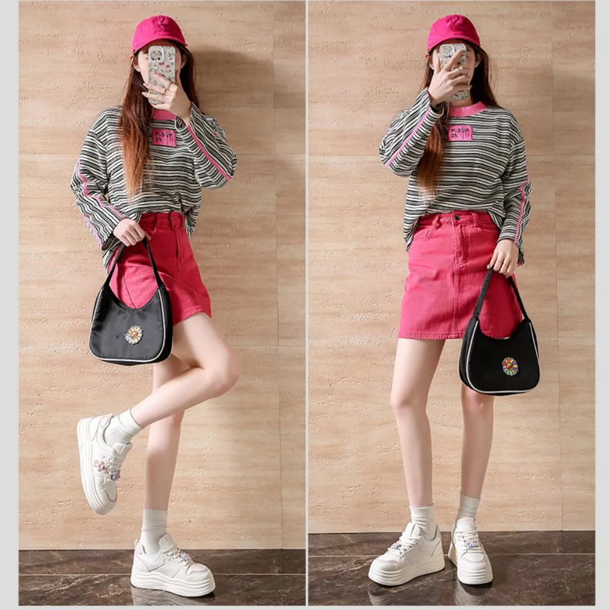 Women's Chunky Platform Sneakers with Bunny Charm Preppy Sport White Thick Sole Walking Skate Shoes Lace Up for Girl
