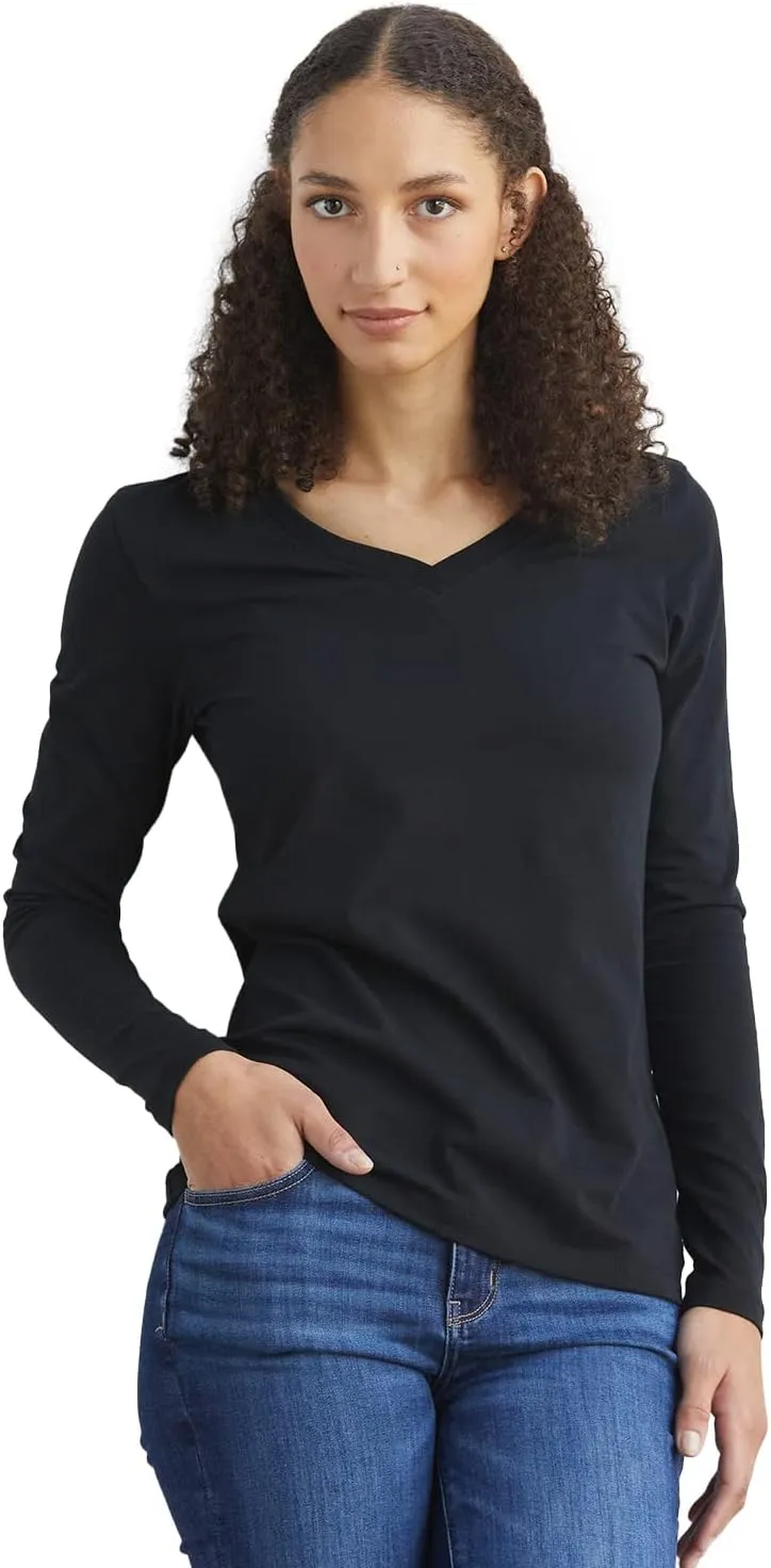 Women's Organic Pima Cotton Long Sleeve V-Neck T-Shirt