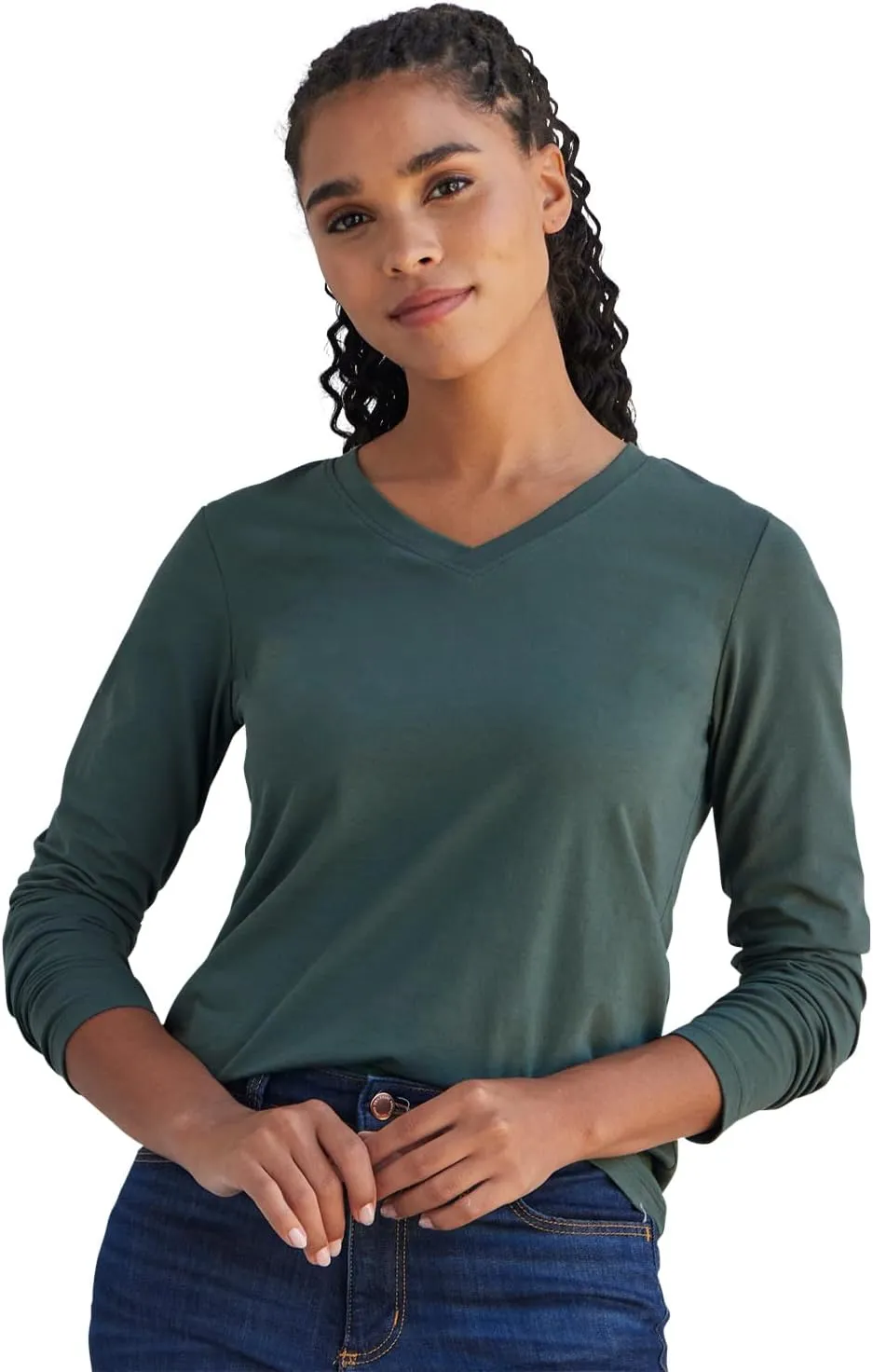 Women's Organic Pima Cotton Long Sleeve V-Neck T-Shirt
