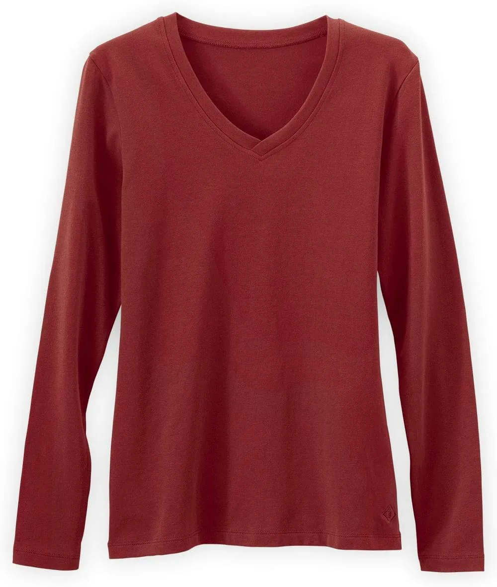 Women's Organic Pima Cotton Long Sleeve V-Neck T-Shirt