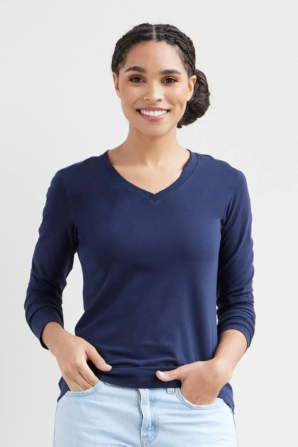 Women's Organic Pima Cotton Long Sleeve V-Neck T-Shirt